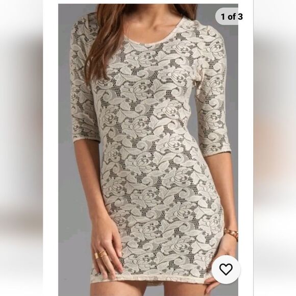 Lovers + Friends Lace Embroidered Cream Cut Out Bodycon Dress Small - Picture 2 of 11